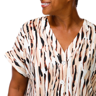 Thumbnail 3: Ava & Grace Women's plus Button Down Rhinestone Animal Print Top 