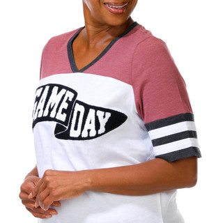 Thumbnail 3: Sable Sky Women's Plus Game Day Appliqué Jersey Top 