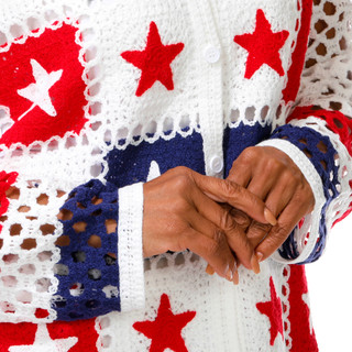 Thumbnail 2: LIV LOS ANGELES Women's Plus Americana Crocheted Stars Cardigan 
