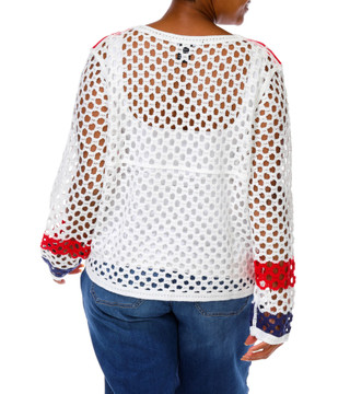 Thumbnail 5: LIV LOS ANGELES Women's Plus Americana Crocheted Stars Cardigan 