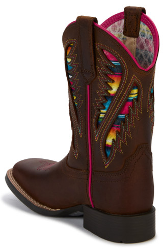 Thumbnail 3: Girls Quickdraw Laser Cut with Rainbow Inset Cowboy Boots 