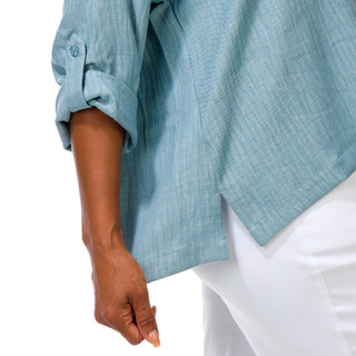 Thumbnail 2: MAX STUDIO Women's Plus V-Neck 1 Pocket Roll Tab Sleeve Top 
