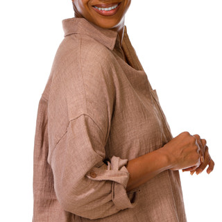 Thumbnail 3: MAX STUDIO Women's Plus V-Neck 1 Pocket Roll Tab Sleeve Top 