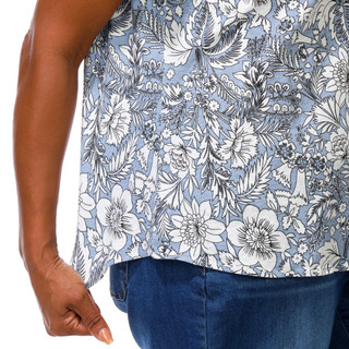 Thumbnail 3: Sapphire Women's Plus V-Neck Button Down Floral Print Top 