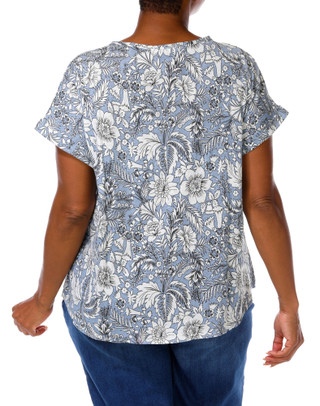 Thumbnail 5: Sapphire Women's Plus V-Neck Button Down Floral Print Top 