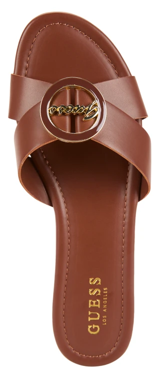Thumbnail 2: Guess Women's Lydiaa3 Cross Band Logo Slides  