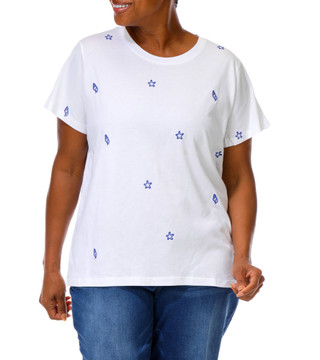 Thumbnail 1: Philosophy Women's Plus Embroidered Shells Short Sleeve Tee 