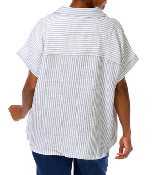Thumbnail 2: Beach Lunch Lounge Women's Plus V-Neck Cuffed Sleeve Top 