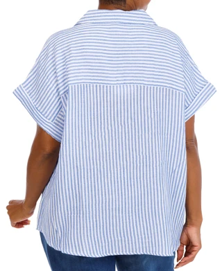 Thumbnail 2: Beach Lunch Lounge Women's Plus V-Neck Cuffed Sleeve Top 