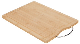 Thumbnail 2: Eco Home Natural Bamboo Cutting Board with Stainless Steel Handle 