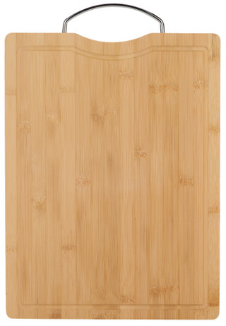 Thumbnail 1: Eco Home Natural Bamboo Cutting Board with Stainless Steel Handle 