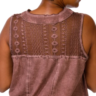 Thumbnail 2: Anneliese Women's Plus Suede Look Lace Back V-Neck Top 