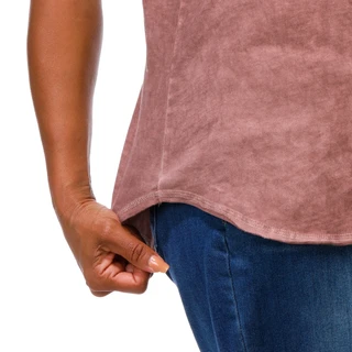 Thumbnail 3: Anneliese Women's Plus Suede Look Lace Back V-Neck Top 
