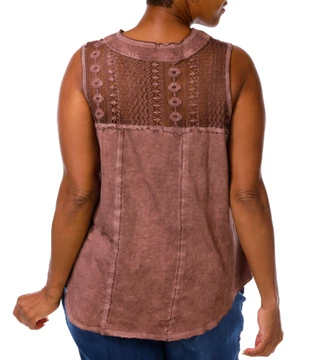 Thumbnail 5: Anneliese Women's Plus Suede Look Lace Back V-Neck Top 