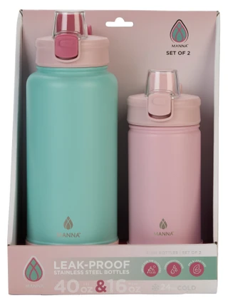 Thumbnail 1: Manna 2 Pk Leak-Proof Stainless Steel Bottles 