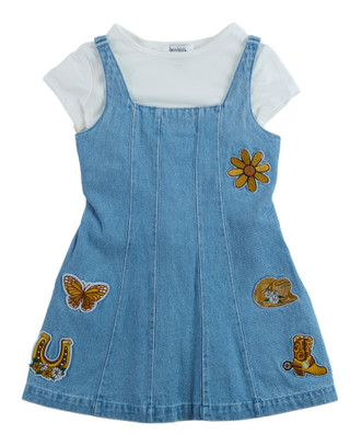 Thumbnail 1: Speechless Little Girls 2 Pc Denim Dress Set 