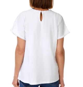 Thumbnail 2: Lands' End Women's Short Sleeve Eyelet Jersey Slub Top 