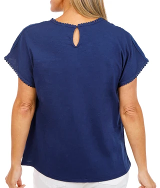 Thumbnail 3: Lands' End Women's Short Sleeve Eyelet Jersey Slub Top 