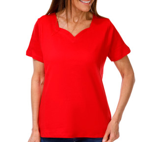 Thumbnail 1: Coral Bay Women's Short Sleeve Sweetheart Neck Top 