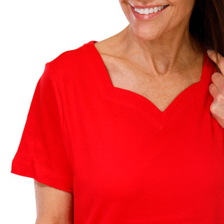 Thumbnail 3: Coral Bay Women's Short Sleeve Sweetheart Neck Top 