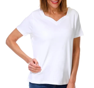 Thumbnail 1: Coral Bay Women's Short Sleeve Sweetheart Neck Top 