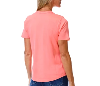 Thumbnail 2: Coral Bay Women's Petite Solid Short Sleeve Henley Top 