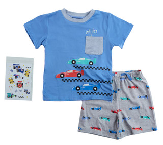 Thumbnail 1: Cutie Pie Baby Toddler Boys 3 Pc Pajama Shorts Set 