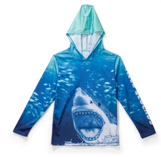 Thumbnail 1: REEL LEGENDS Boys Long Sleeve Hooded Great Bite UPF Shirt 