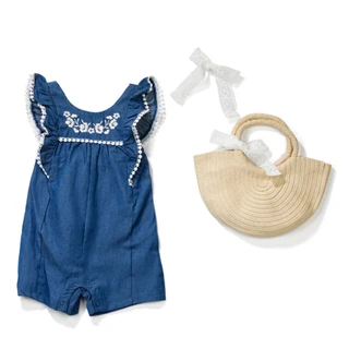 Thumbnail 1: RACHEL ZOE Baby Girl's 3 Pc Ruffle Sleeve Romper Set 
