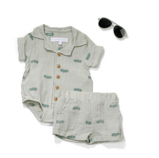 Thumbnail 1: RACHEL ZOE Baby Boy's 3 Pc Car Onesie Short Set 