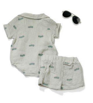 Thumbnail 2: RACHEL ZOE Baby Boy's 3 Pc Car Onesie Short Set 