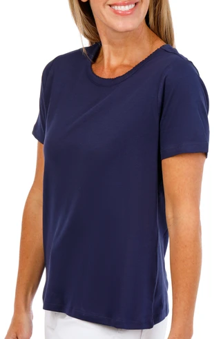 Thumbnail 2: Coral Bay Women's Short Sleeve Crew Neck Cotton Tee 