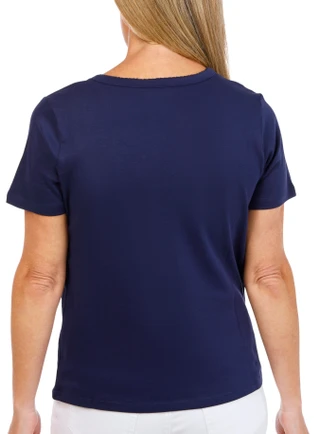 Thumbnail 3: Coral Bay Women's Short Sleeve Crew Neck Cotton Tee 