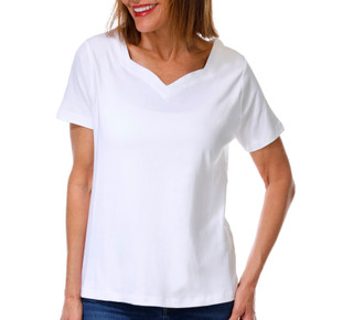 Thumbnail 1: Coral Bay Petite Short Sleeve Sweetheart Neck Top 