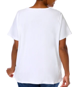 Thumbnail 2: Coral Bay Petite Short Sleeve Crew Neck Cotton Tee 