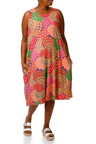 Thumbnail 1: HARLOW & ROSE Plus Sleeveless Print Swing Dress 