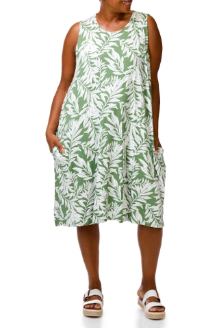 Thumbnail 1: HARLOW & ROSE Plus Sleeveless Print Swing Dress 