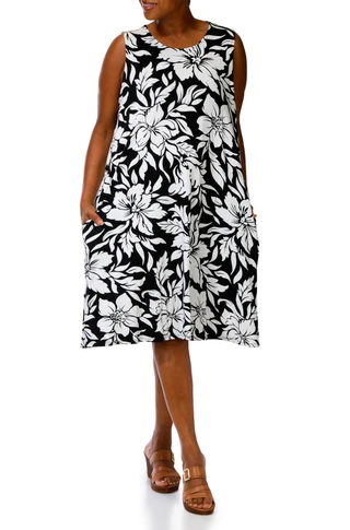 Thumbnail 1: HARLOW & ROSE Plus Sleeveless Print Swing Dress 
