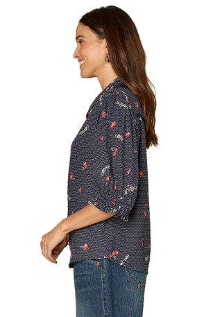 Thumbnail 2: Democracy Petite 3Q Sleeve Woven Cherries Dots Top 