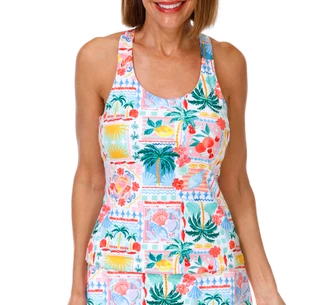 Thumbnail 1: REEL LEGENDS Women's Sleeveless Tropical Racerback Tank 