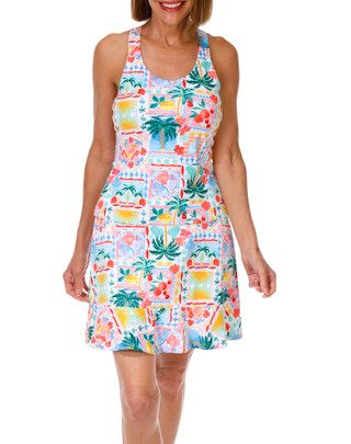 Thumbnail 4: REEL LEGENDS Women's Sleeveless Tropical Racerback Tank 
