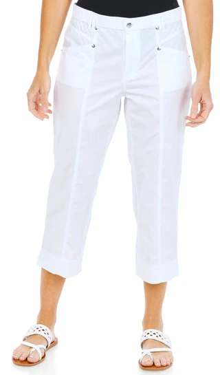 Thumbnail 1: Coral Bay Petite Stretch Poplin Capris 