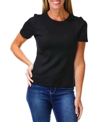 Thumbnail 1: Cyrus Women's Ribbed Comfort Stretch Crew Neck Tee 