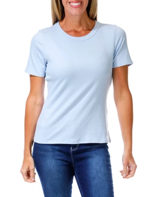 Thumbnail 1: Cyrus Women's Ribbed Comfort Stretch Crew Neck Tee 