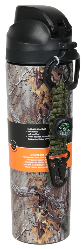 Thumbnail 2: Realtree 24 oz Water Bottle w/ Bonus Carabiner Keychain 