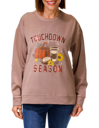 Thumbnail 1: Chenault Women's Sequined Touch Down Season Sweatshirt 