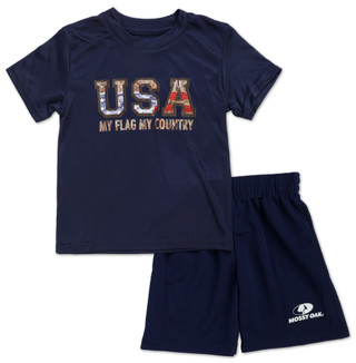 Thumbnail 1: Mossy Oak Toddler Boys 2 Pc American USA My Flag My Country Shorts Set 