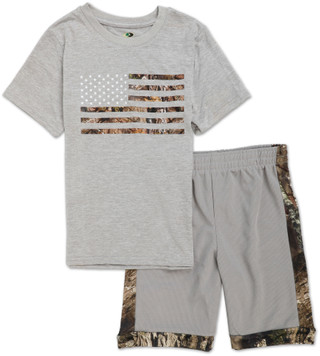 Thumbnail 1: Mossy Oak Boys 2 Pc  Americana Camo Flag Tee & Shorts Set 