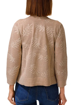 Thumbnail 2: Kathy Ireland Women's Shimmery Palm Frond Open Cardigan 