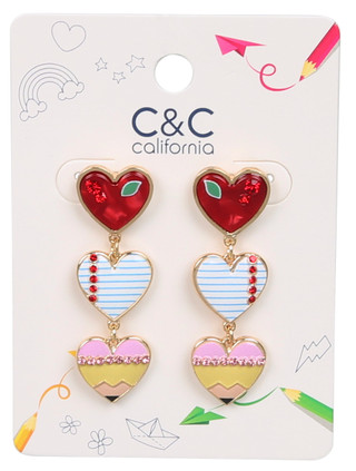 Thumbnail 1: C&C California Back-to-School Heart Drop Earrings 